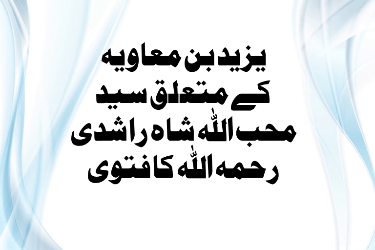 Read more about the article یزید کے متعلق سید محب اللہ شاہ راشدی رحمہ اللہ کا فتوی
