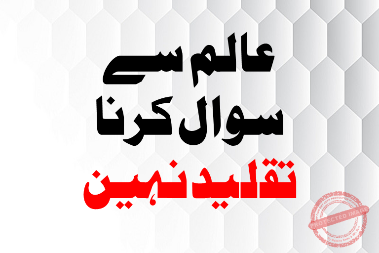 Read more about the article عالم سے سوال کرنا تقلید نہیں