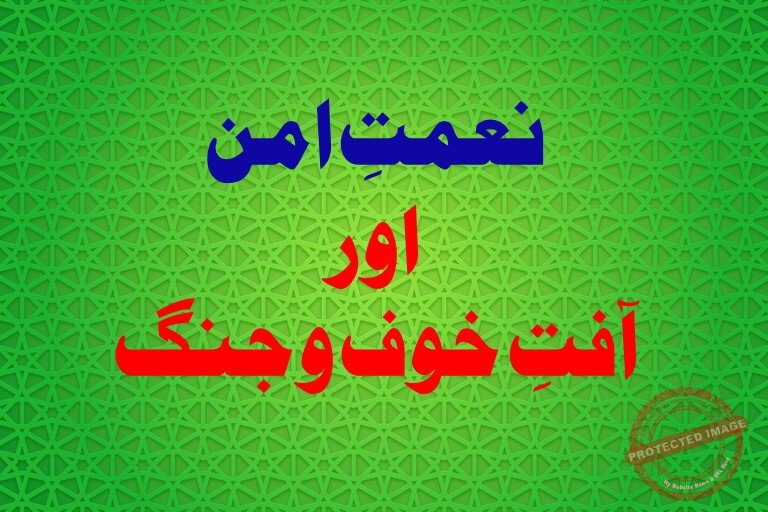 Read more about the article نعمتِ امن اور آفتِ خوف و جنگ